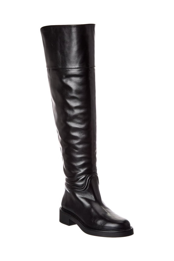 Celia Leather Over-The-Knee Riding Boot, 6, Black