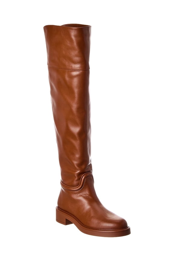 Celia Leather Over-The-Knee Riding Boot, 6, Brown