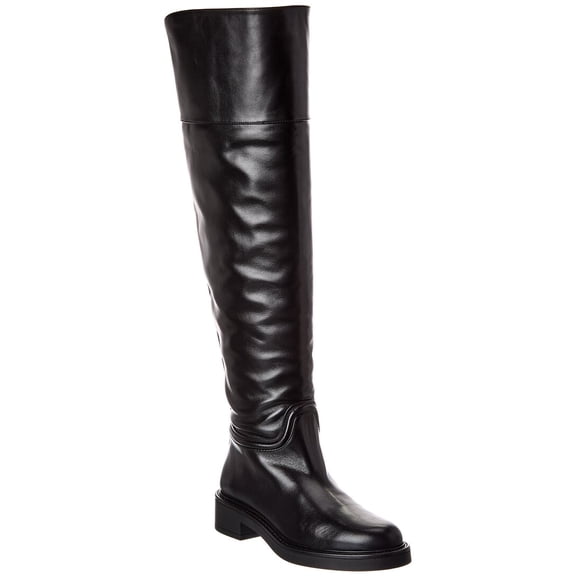 Stuart Weitzman Celia Leather Over-The-Knee Riding Boot, 8, Black