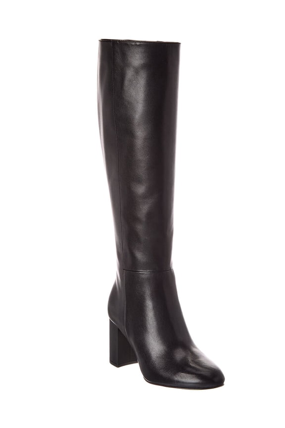 Celina Zip Leather Knee-High Boot, 9, Black