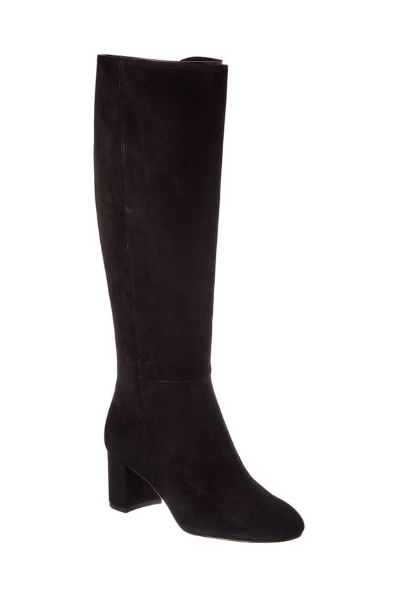 Celina Zip Suede Knee-High Boot, 6.5, Black