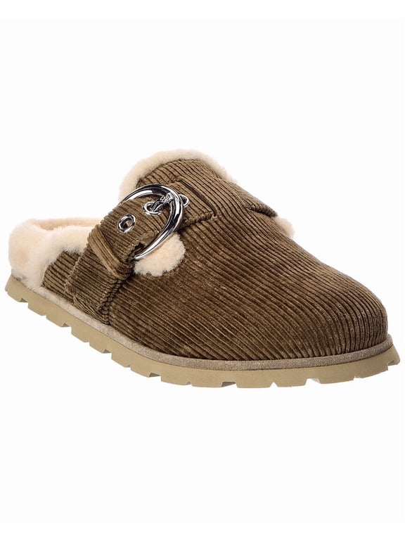 Chrystie Velvet & Shearling Mule, 7.5, Brown