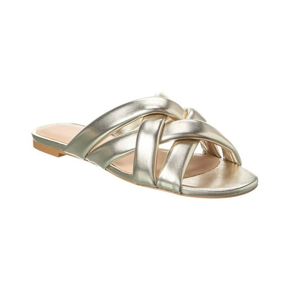Stuart Weitzman Crossover Leather Slide, 9, Gold