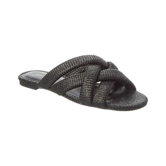 Stuart Weitzman Crossover Raffia Slide, 7, Black