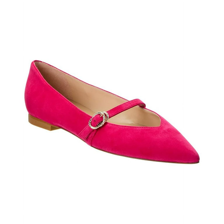 Stuart Weitzman Crystal Buckle Suede Flat 7 Pink Walmart