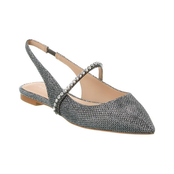 Stuart Weitzman Crystalline Mesh Slingback Flat, 6, Silver