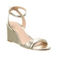 thumbnail image 1 of Stuart Weitzman Everly 75 Leather Wedge Sandal, 8.5, Gold, 1 of 5