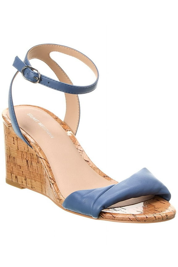 Everly 75 Leather Wedge Sandal, 9.5, Blue