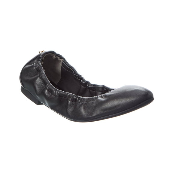 Stuart Weitzman Gabby Scrunch Rivet Leather Flat, 8.5, Black