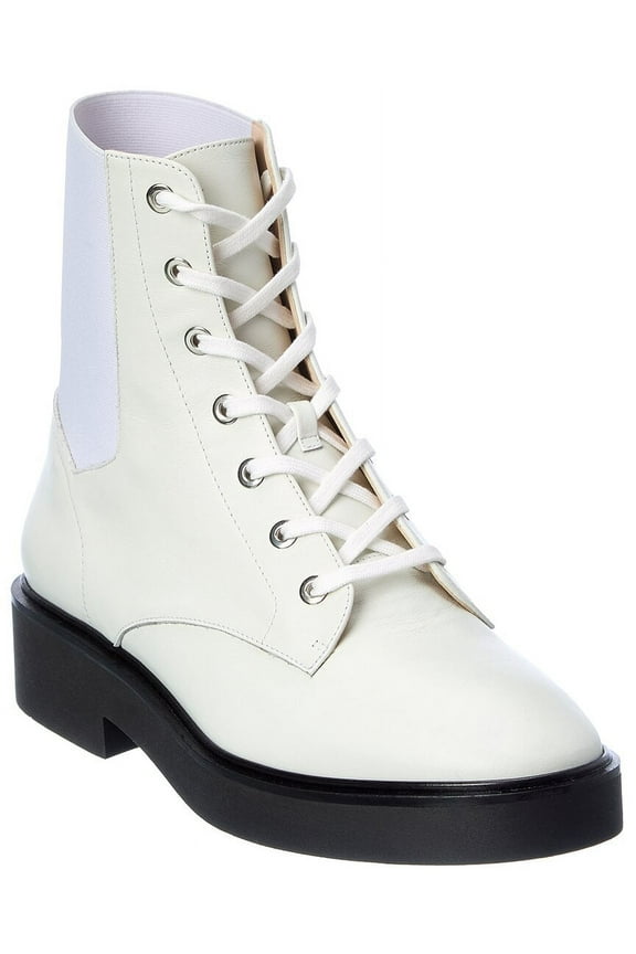 Henley Leather Bootie, 7.5, White