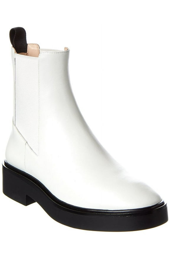 Henley Leather Bootie, 8.5, White
