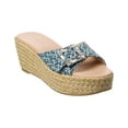 thumbnail image 1 of Stuart Weitzman June 75 Leather & Canvas Wedge Slide, 6.5, Blue, 1 of 5