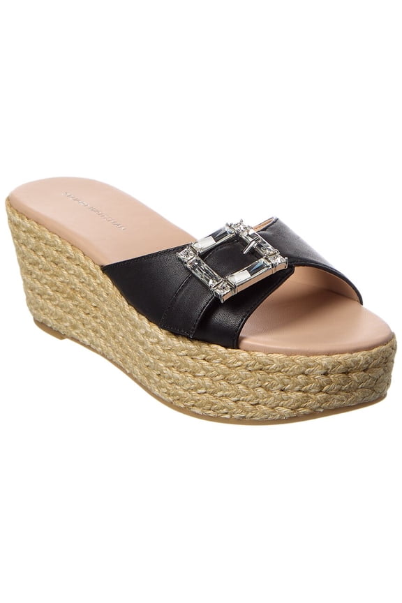June 75 Leather Wedge Sandal, 10, Black