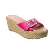 Stuart Weitzman June 75 Leather Wedge Sandal, 6, Pink