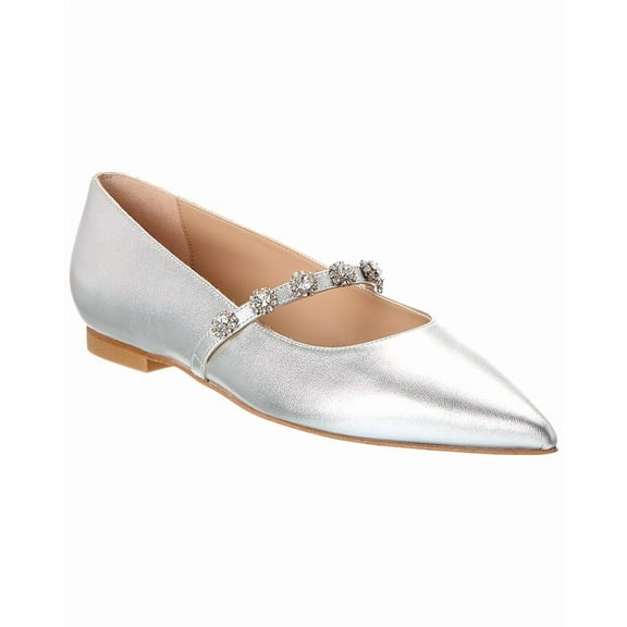 Stuart Weitzman Justina Leather Mary Jane, 6.5, Silver