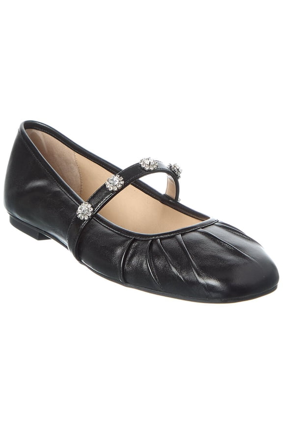 Justina Leather Mary Jane Ballet Flat, 7.5, Black