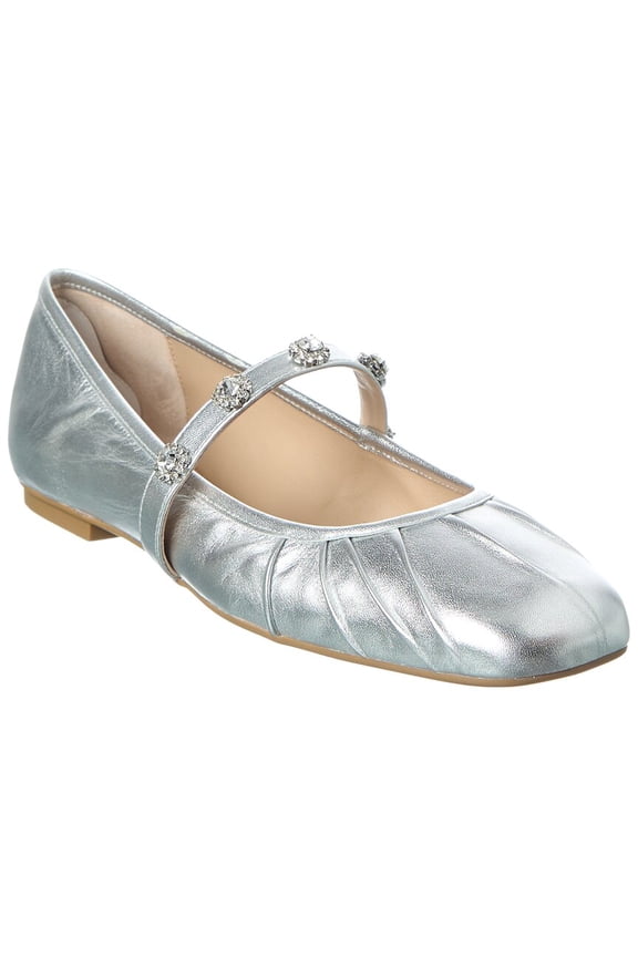 Justina Leather Mary Jane Ballet Flat, 7, Silver
