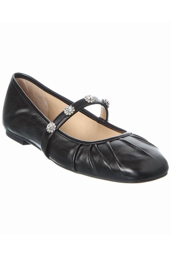 Justina Leather Mary Jane Ballet Flat, 8.5, Black