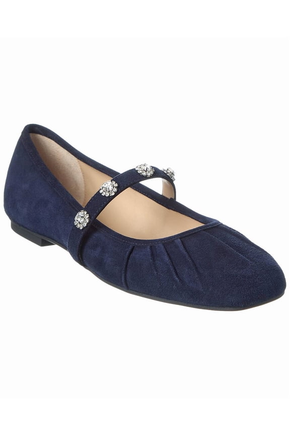 Justina Suede Mary Jane Ballet Flat, 6, Blue