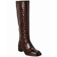 thumbnail image 1 of Stuart Weitzman Kaia Croc-Embossed Leather Knee-High Boot, 8, Brown, 1 of 5