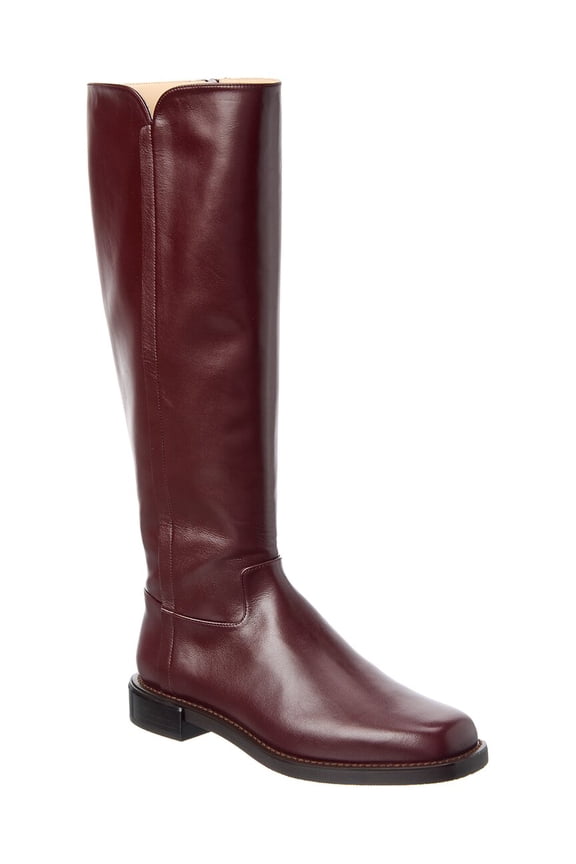 Leather Knee-High Riding Boot, 7, Red