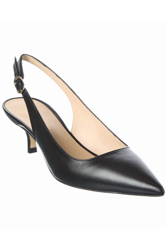 Leigh 50 Leather Slingback Pump, 7, Black