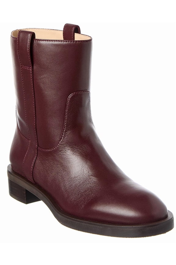 Lenora Leather Bootie, 8, Red
