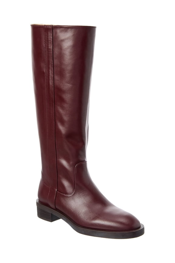 Lenora Leather Knee-High Boot, 7.5, Red