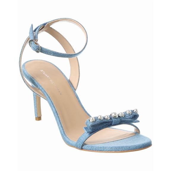 Stuart Weitzman Luella 75 Denim Sandal, 9, Blue