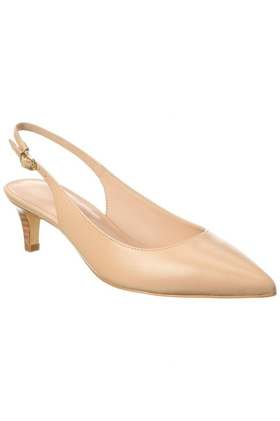 Mara 50 Leather Slingback Pump, 7.5, Beige
