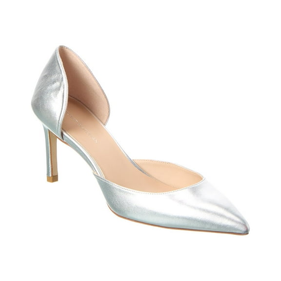 Stuart Weitzman Mara 75 Dorsay Leather Pump, 6.5, Silver