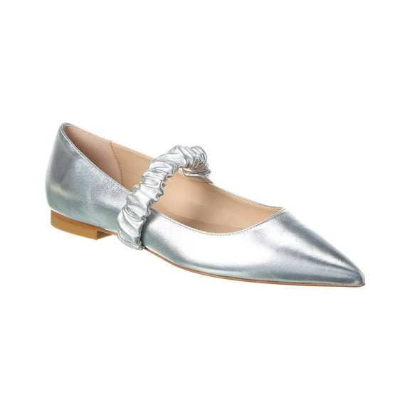 Stuart Weitzman Maxine Leather Ballet Flat, 7, Silver