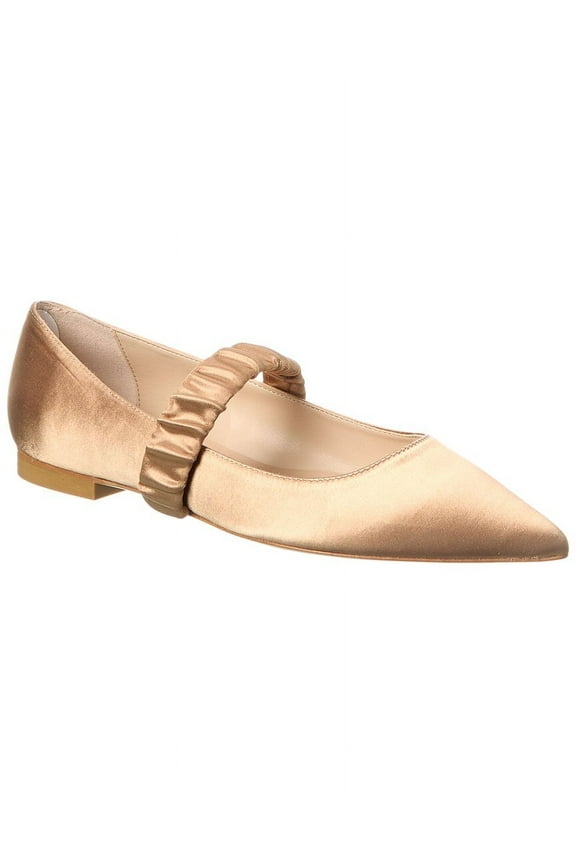Maxine Satin Ballet Flat, 9, Beige