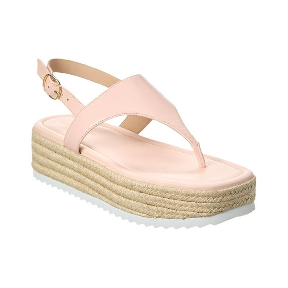 Stuart Weitzman Mel Leather Espadrille Flatform Sandal, 7, Pink
