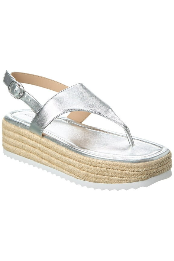 Mel Patent Espadrille Flatform Sandal, 9, Silver
