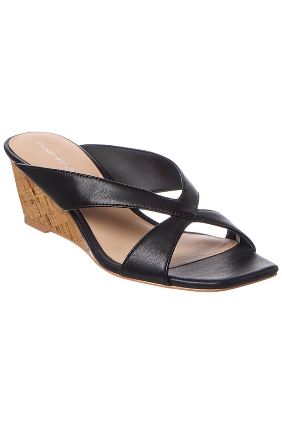 Miami 50 Leather Wedge Sandal, 7.5, Black