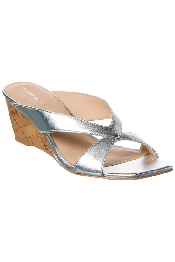 Miami 50 Leather Wedge Sandal, 8, Silver