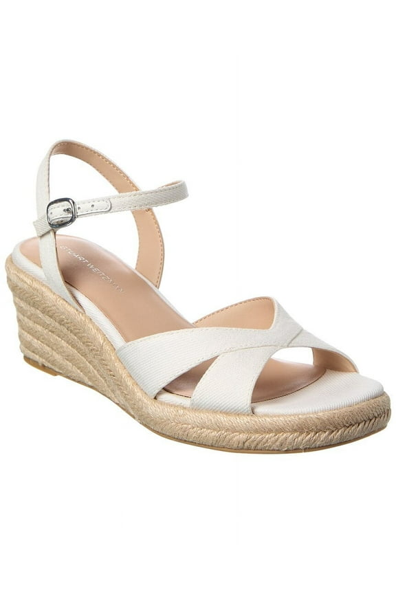 Miami Espadrille Canvas & Leather Wedge, 10, White