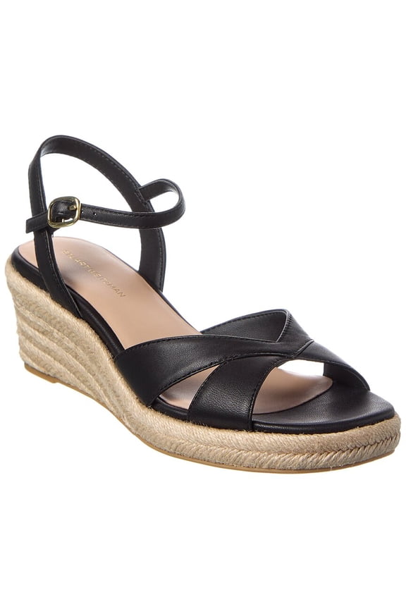 Miami Espadrille Canvas & Leather Wedge, 7.5, Black