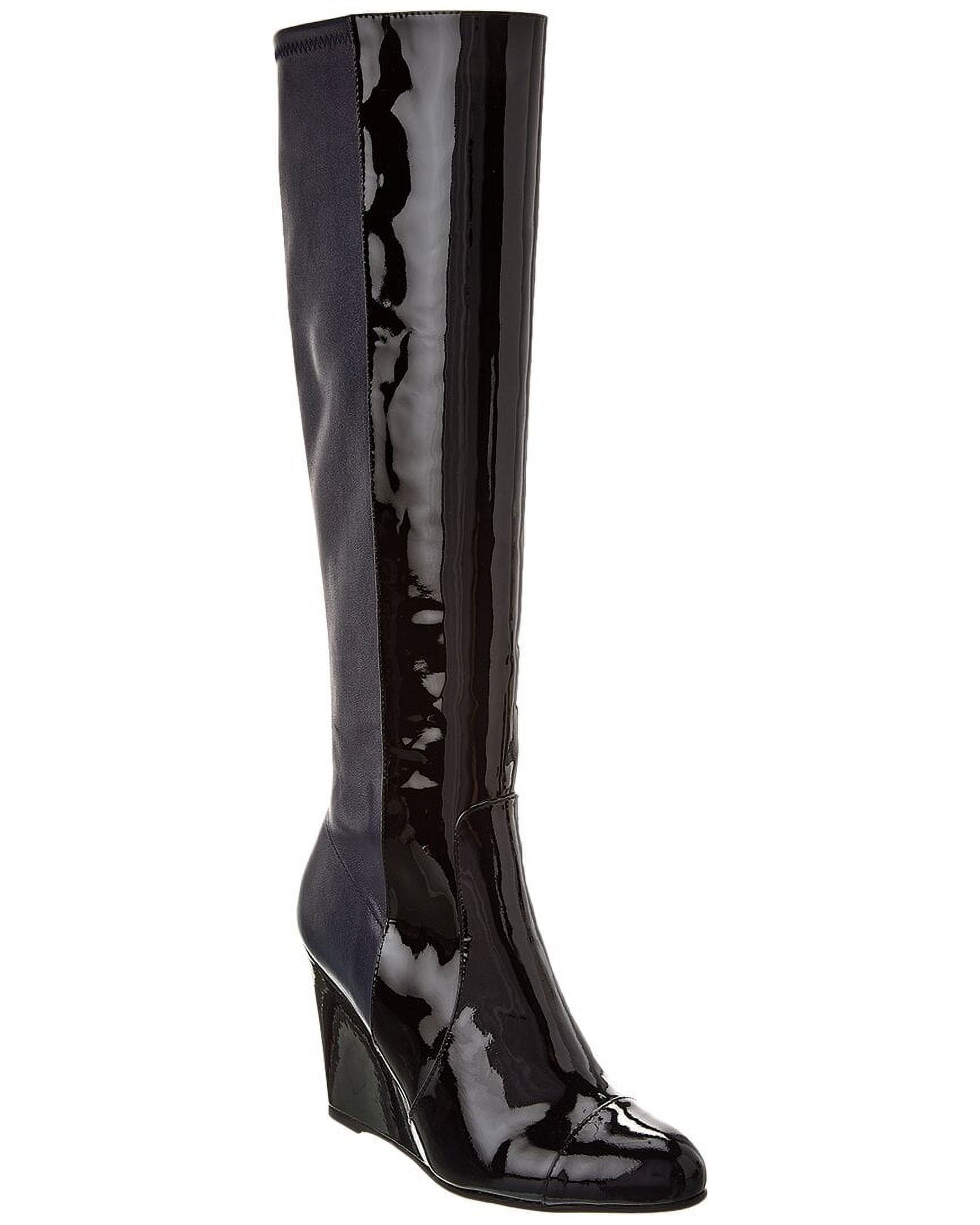 Stuart Weitzman Milla City Wedge Patent Leather Knee High Boot 8.5 Blue Walmart