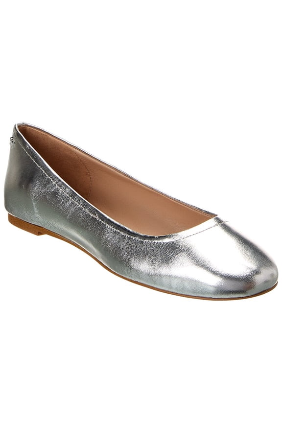 Nadine Leather Flat, 10, Silver
