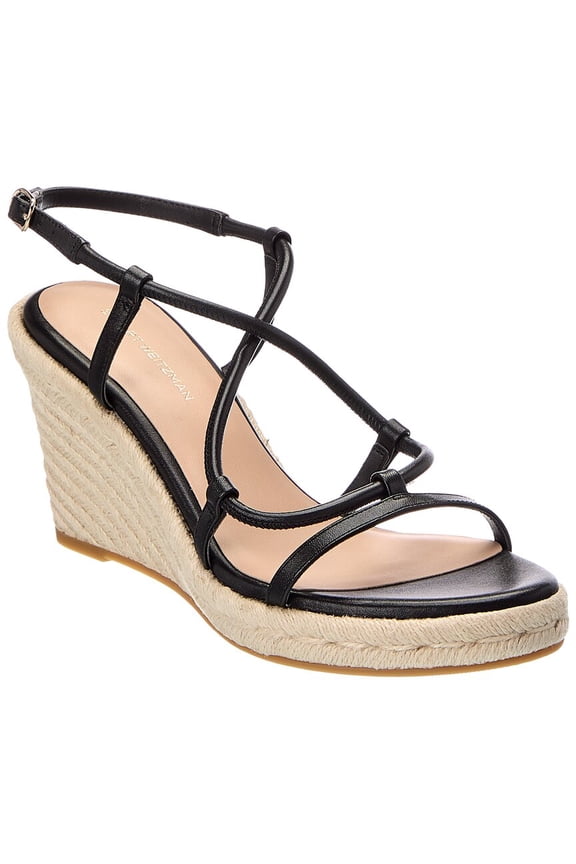 Nilla Espadrille Leather Wedge Sandal, 7 B, Black
