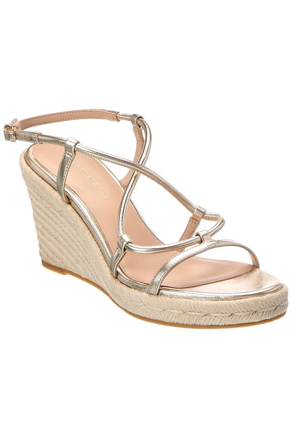 Nilla Espadrille Leather Wedge Sandal, 8.5 B, Silver