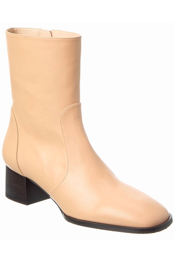Nola Zip Leather Bootie, 9.5, Beige