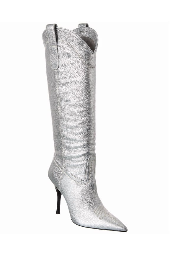 Outwest 100 Leather Knee-High Boot, 8, Silver