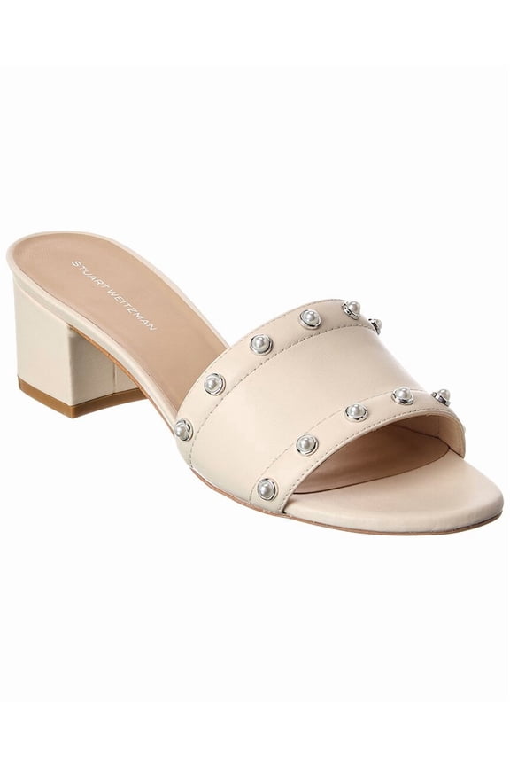 Pearl 50 Slide Leather Sandal, 8.5, White