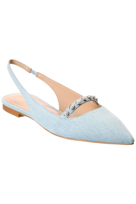 Pearl Denim Slingback Flat, 6, Blue