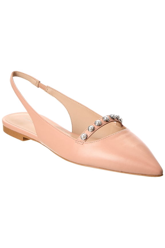 Pearl Leather Slingback Flat, 9, Pink