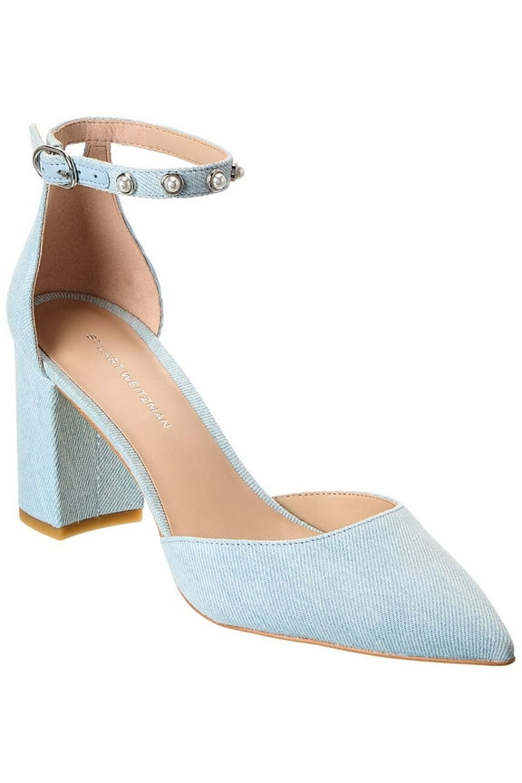 Pearl Strap Block 75 Denim Pump, 8.5, Blue
