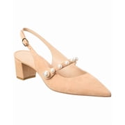 Stuart Weitzman Pia Mary Jane Suede Slingback Pump, 7, Beige